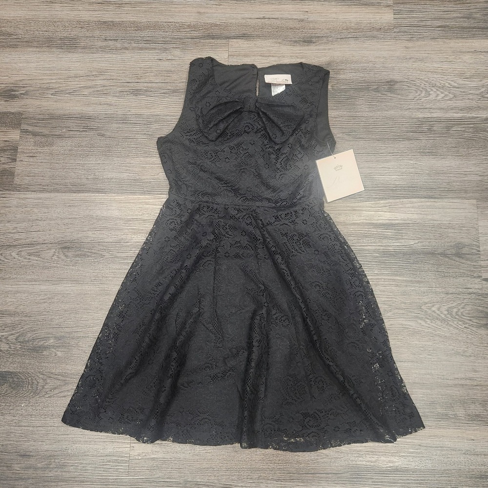 NWT Duchess Black Lace‎ Dress Bow Accent Party Occasion Girl's Size 8